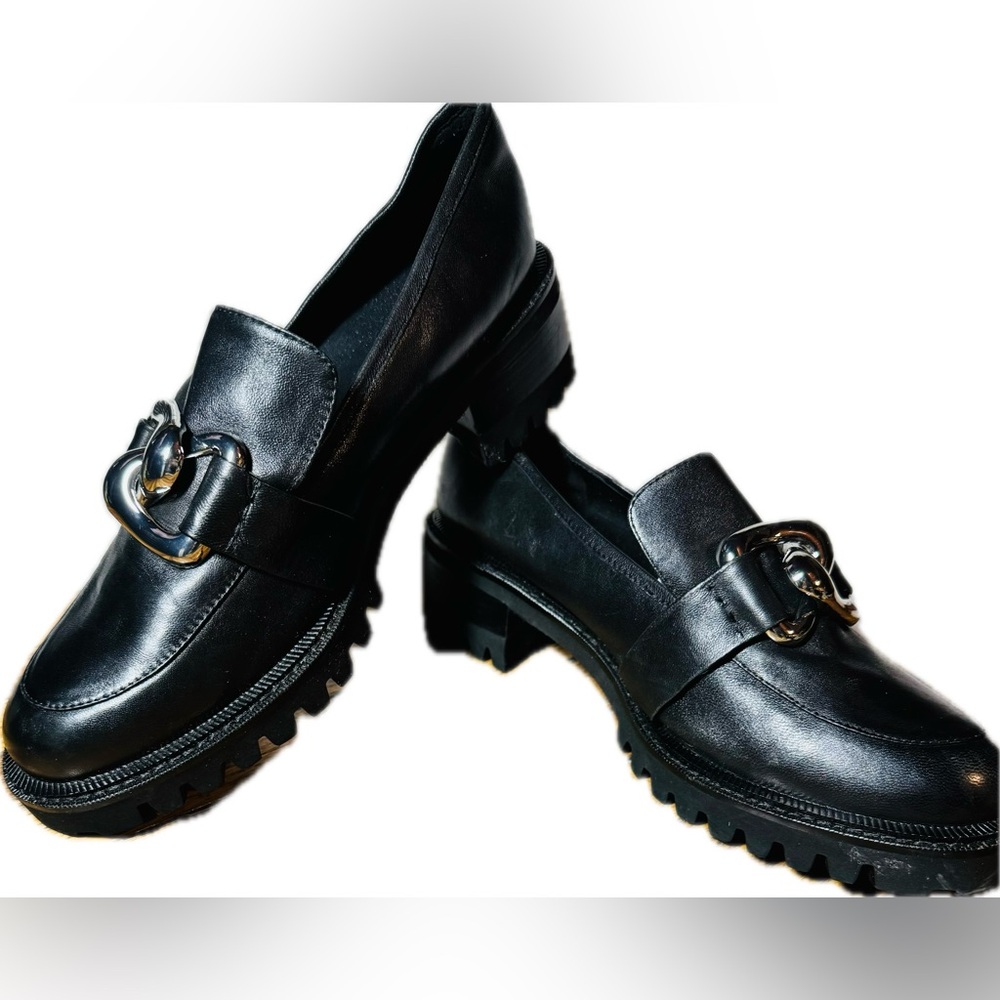 - SOLD- NEW Aerosoles Genuine Leather Chunky Lug Sole Lilia Loafer Black Size 11